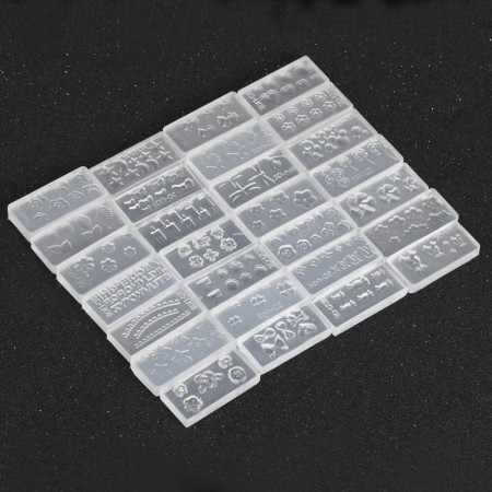 30pcs 3D Clear Silicone Mold Set for Nail Art Tips DIY Decoration