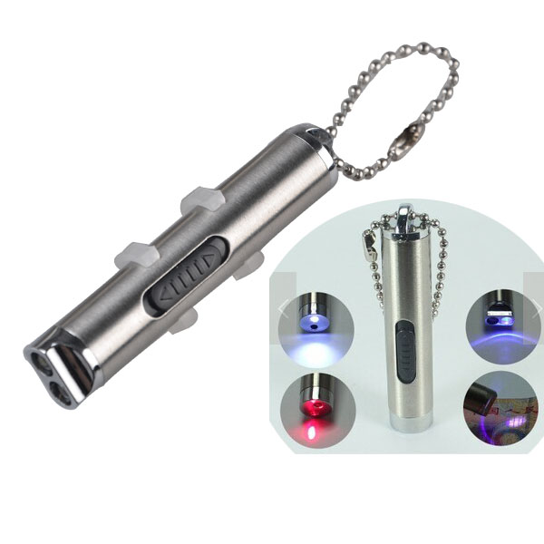 TP-302 White and Laser Light Aluminum LED Flashlight Keychain