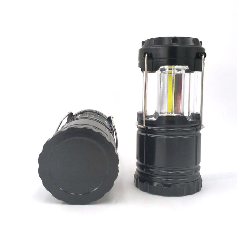 Portable LED Camping Lantern with 12 AA Batteries - Survival Kit for Emergency, Power Outage (Black, Collapsible)