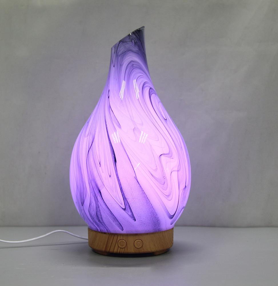 Hidly 100ml Handmade Glass Essential Oil Diffuser with 7 Colorful LED lights for Home & Office