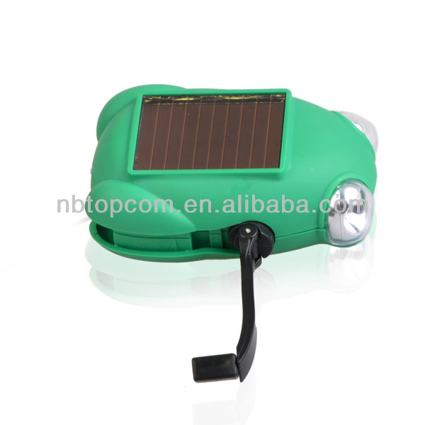 2 leds frog ABS solar torch hand crank dynamo flashlight TP-PH004