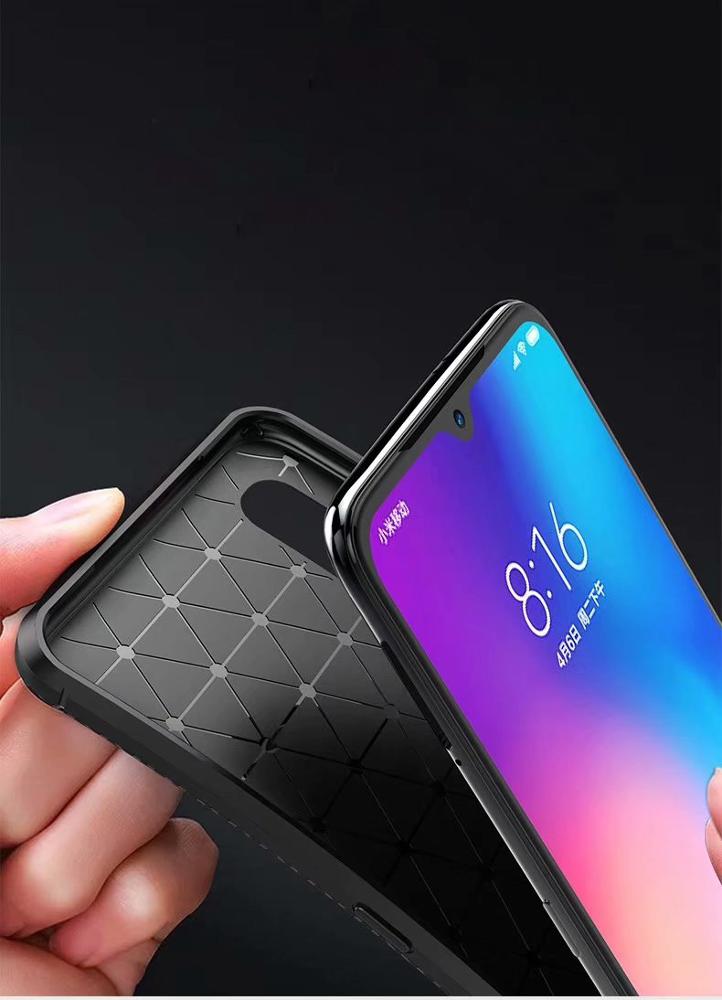 Carbon Fiber 360 Protective phone case For Xiaomi 9 TPU Silicone back cover case