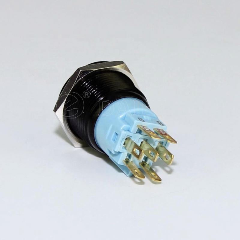 19mm Waterproof SPST Round Button Ring Lightd 12V Blue Switch