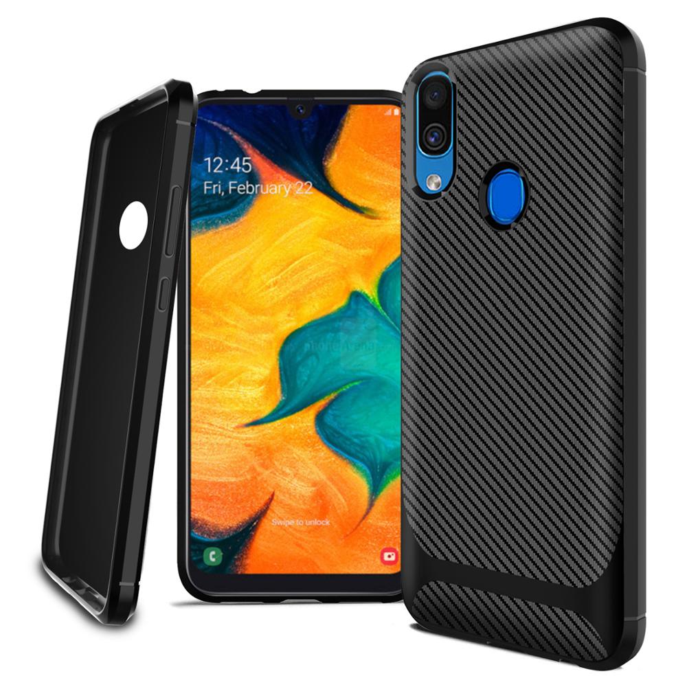 Carbon Fiber Silicon Back Cover For Samsung galaxy A30 Phone Case