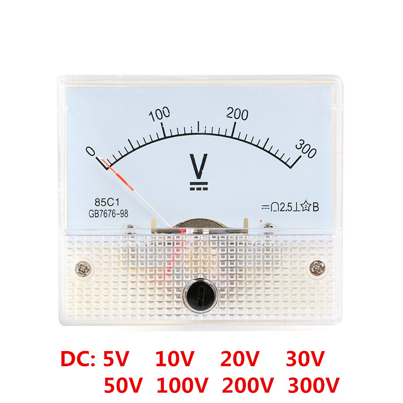 DC Analog Pointer Voltage Meter Panel 5V 10V 15V 20V 30V 50V 100V 200V 300V Gauge Voltage Mechanical Voltage Meters