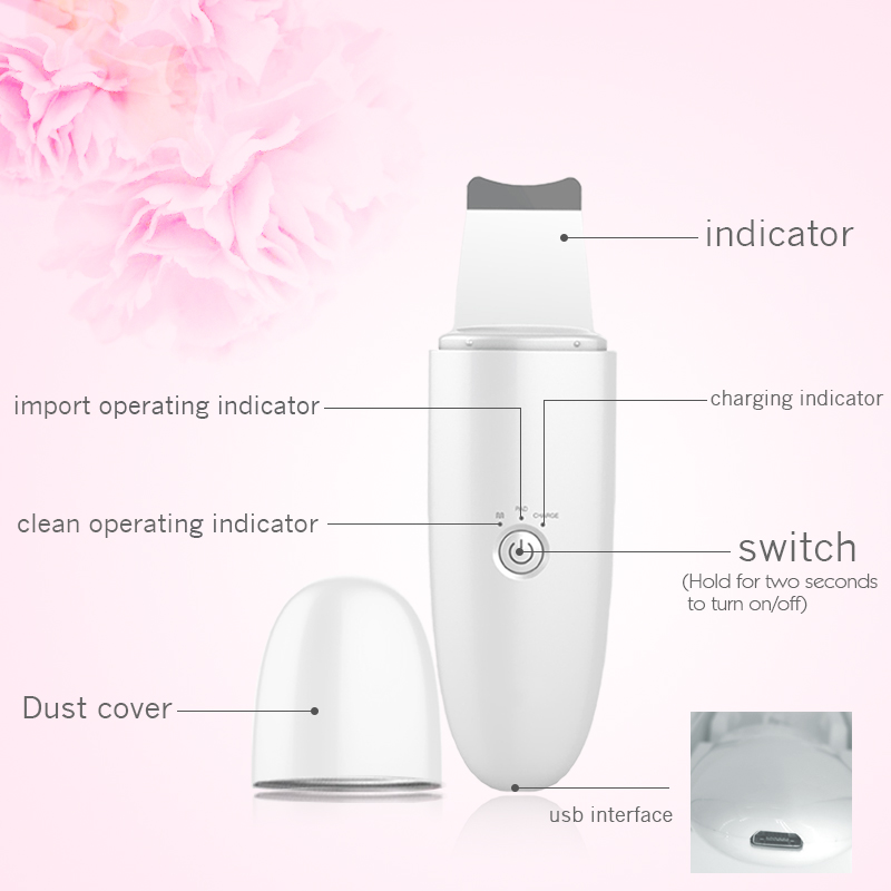 NEW 2019 Ultrasonic Deep Face Cleaning Machine Skin Scrubber Remove Dirt Blackhead Reduce Wrinkles and spots Facial Whitening