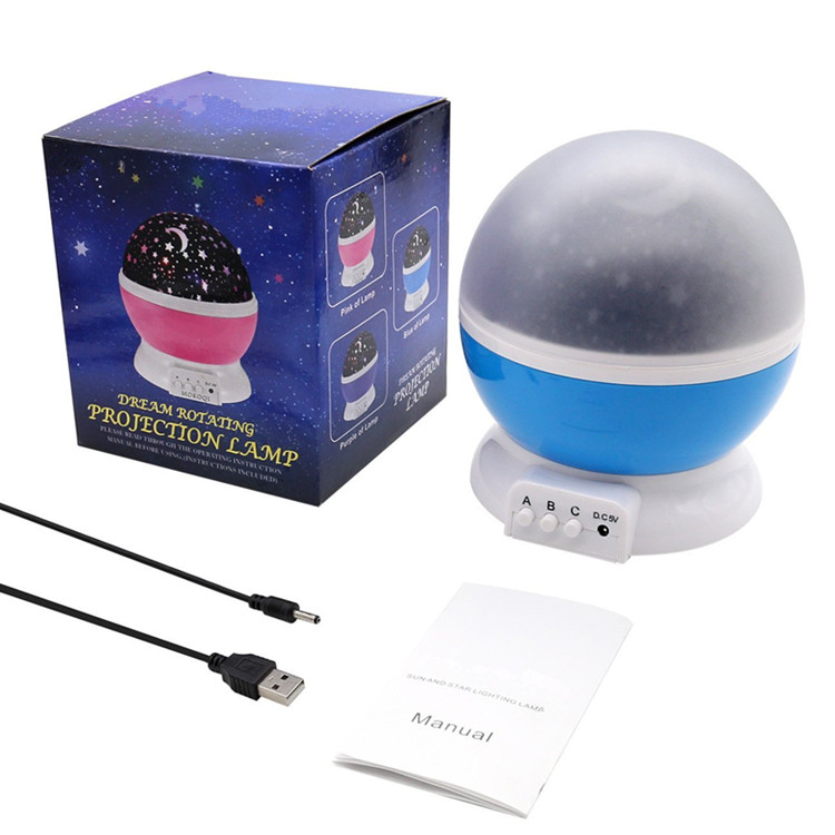 Goldmore 5V Romantic Rotating Cosmos Star Sky Moon Baby Night Light Projector for Kids Bedroom