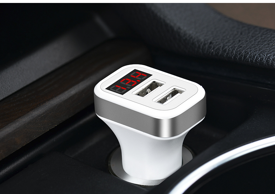 Dual USB Car Charger Adapter With LED Display Monitoring Smart Auto Car-Charger Fast Charging for iPhone X 7 8 for Xiaomi