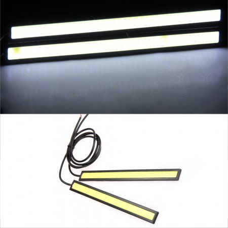 2PCS 17CM DC12V 6W 480LM 6500K COB White Light Car Strip Light / Daytime Running Light