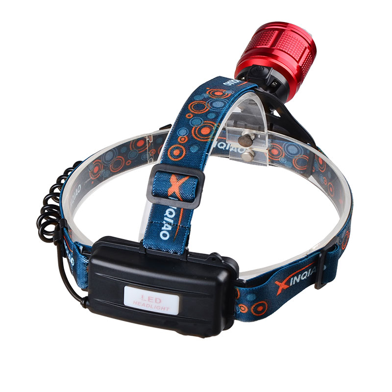 tactical super bright headlamp rechargeable head flashlight with red laser  for running outdoors