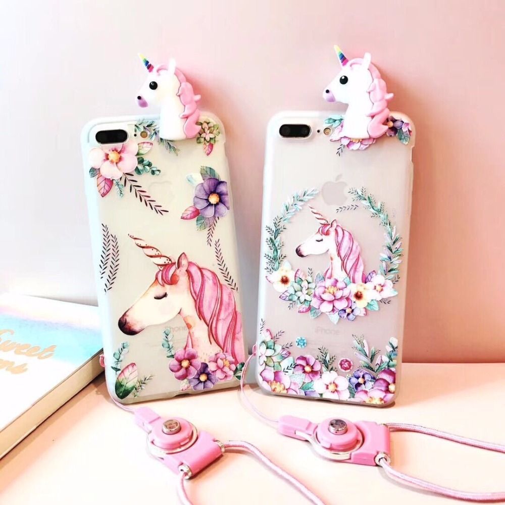 3D Unicorn Silicone Phone Case for iPhone 7 Plus , for iPhone 8 Case Unicorn