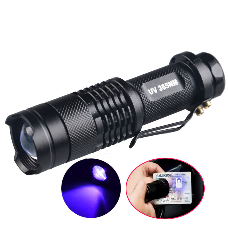 Zoom Mini Pocket Money Detector Led Purple Light Urine 365nm UV LED Flashlight