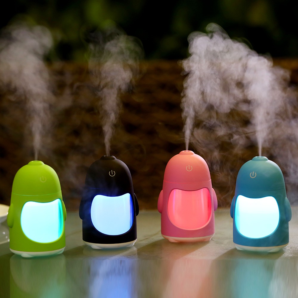 Penguin Night Light Humidifier, Mini USB Mute Humidifier, Home Office Aromatherapy fog humidifier