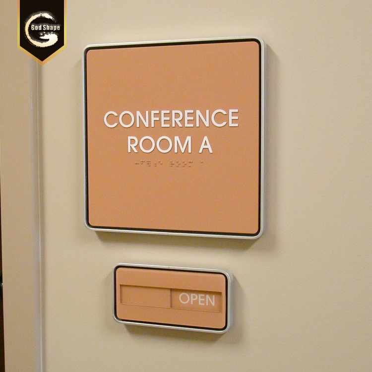 GS Customized Wholesale office wall room ID plaque 2 x 8 inch two layer aluminum alloy sign name plates sign