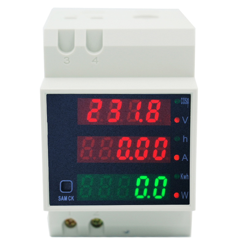 Digital Meter AC 80-300V 0-100.0A Din Rail LED Energy Voltage Volt Current Meter Voltmeter Ammeter D52-2047