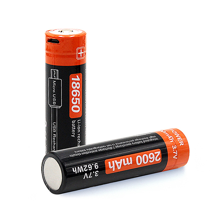 Customized Wrapper 3.7v 2600mAh 18650 Rechargeable Lithium ion USB Battery cell