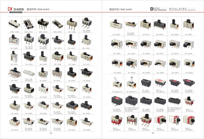 PCB Terminal 2 Pole 4 Way Slide Switch With 5MM Height Handle