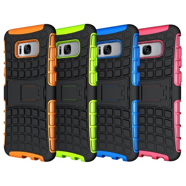 shockproof TPU+PC 2in1 tire pattern bracket cover phone case For Samsung Galaxy S8 S8 Plus