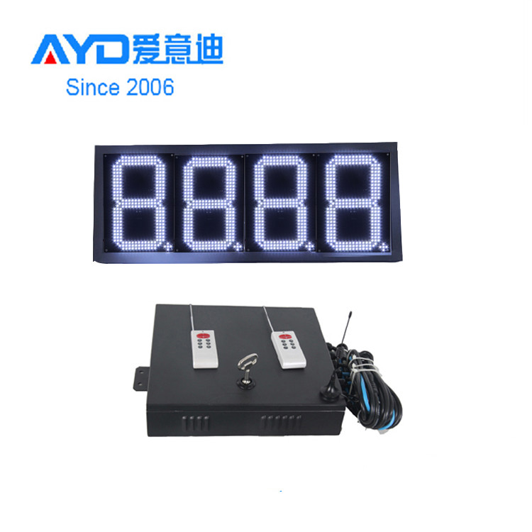 14 Inch 7 Segment White Outdoor Waterpoof  LED Gas Price Sign Display  with RF/WIFI/Remoter Control from China Gold  Supplier