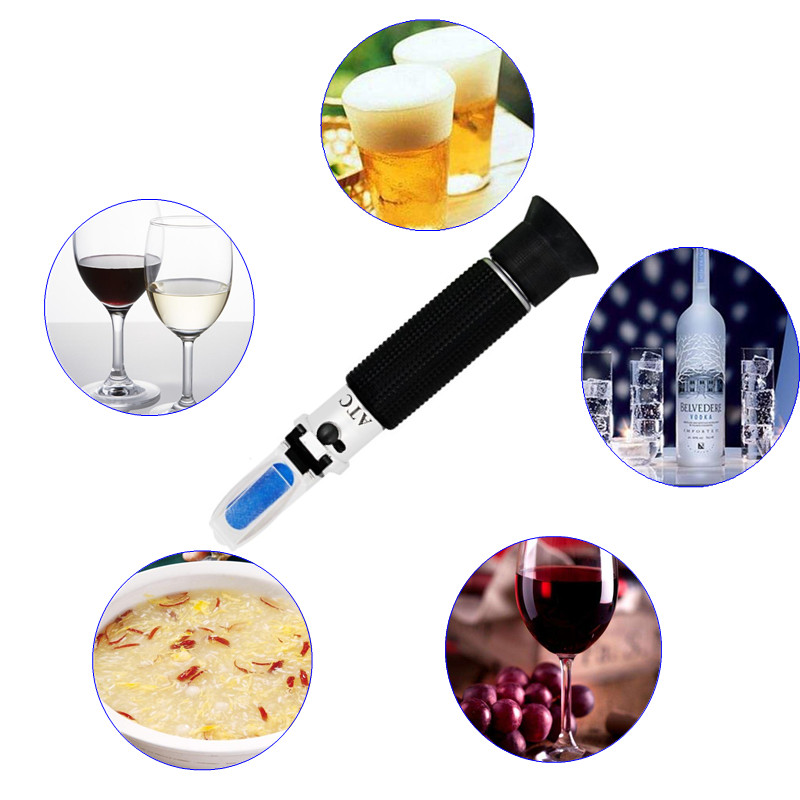 Alcohol Refractometer for Spirit Alcohol Volume Percent Measurement with Automatic Temperature Compensation (ATC), Range 0-80 %