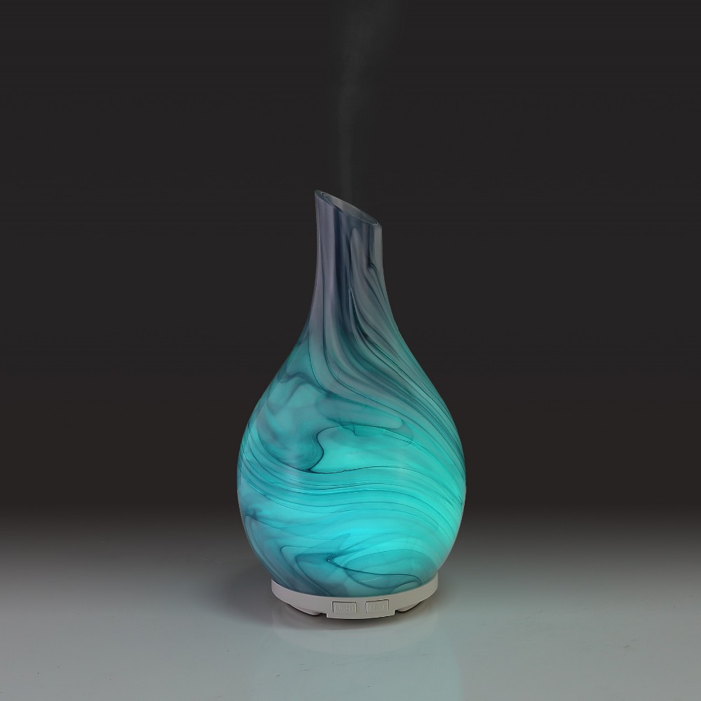 100ml Glass Pattern Essential Oil Diffuser, with 4 Time Setting and 7 Beautiful Color Changing LED Lights Cool Mist Humidifier f