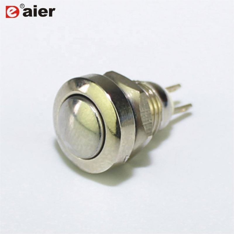 8MM Dome Button 2Pin Soldering Terminal Momentary Metal Flashlight Push Button Switches