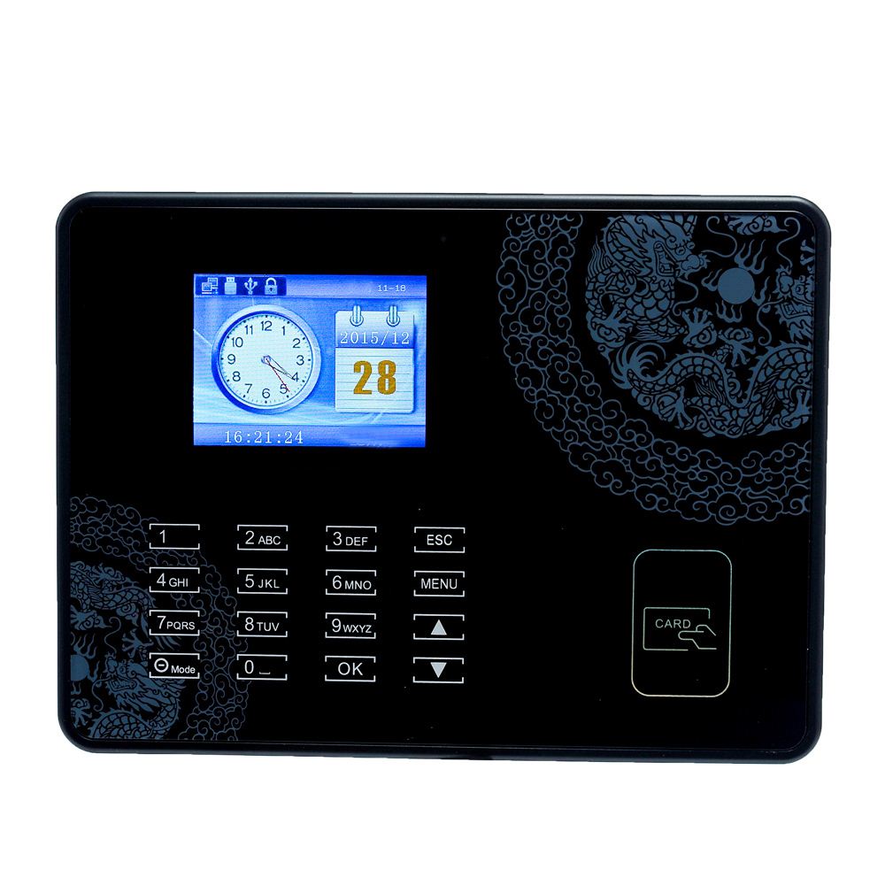 Password Card Attendance Machine Employee Checking-in Payroll Recorder TCP/IP 2.8 inch LCD Screen DC 5V Time Attendance Clock