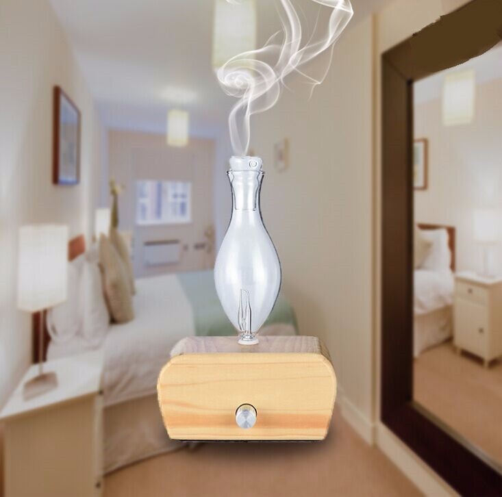 Beautiful Relaxing Wood Essential Oil Aroma Scent Diffuser, No Water No Heat Decorative Lamp Glass Nebulizer