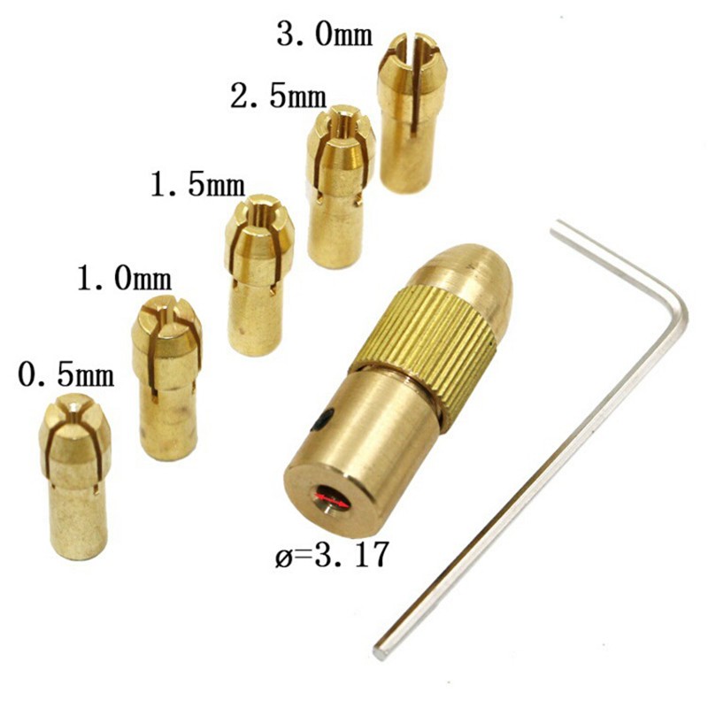 6pcs 0.5-3mm Copper Chucks and 2.35mm/3.17 Electric Drilling Bit Collet Micro Twist Drill Chuck Collets Power Tools