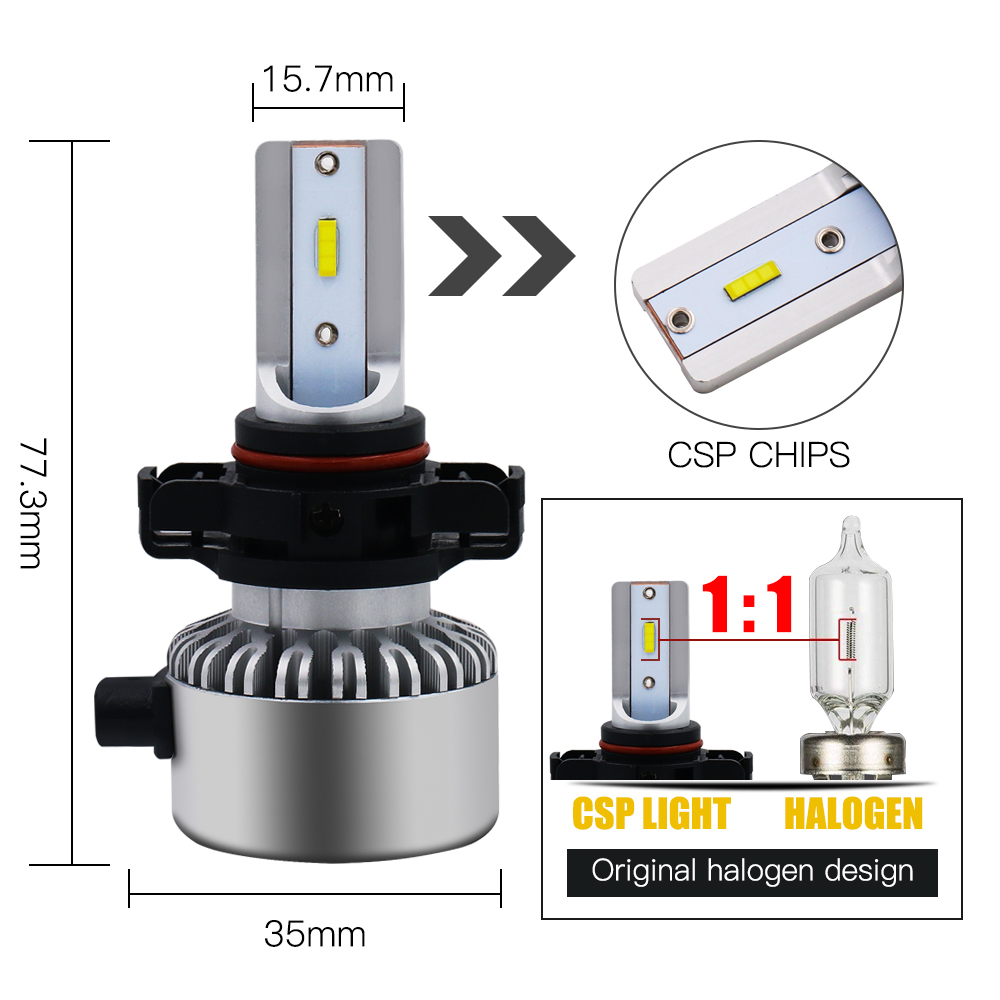 Factory Sale Super Bright Headlight G20 G6 5202(H16) G7 6000Lm 6000K-6500K White Auto Led For Car 12V 55 W Bulb