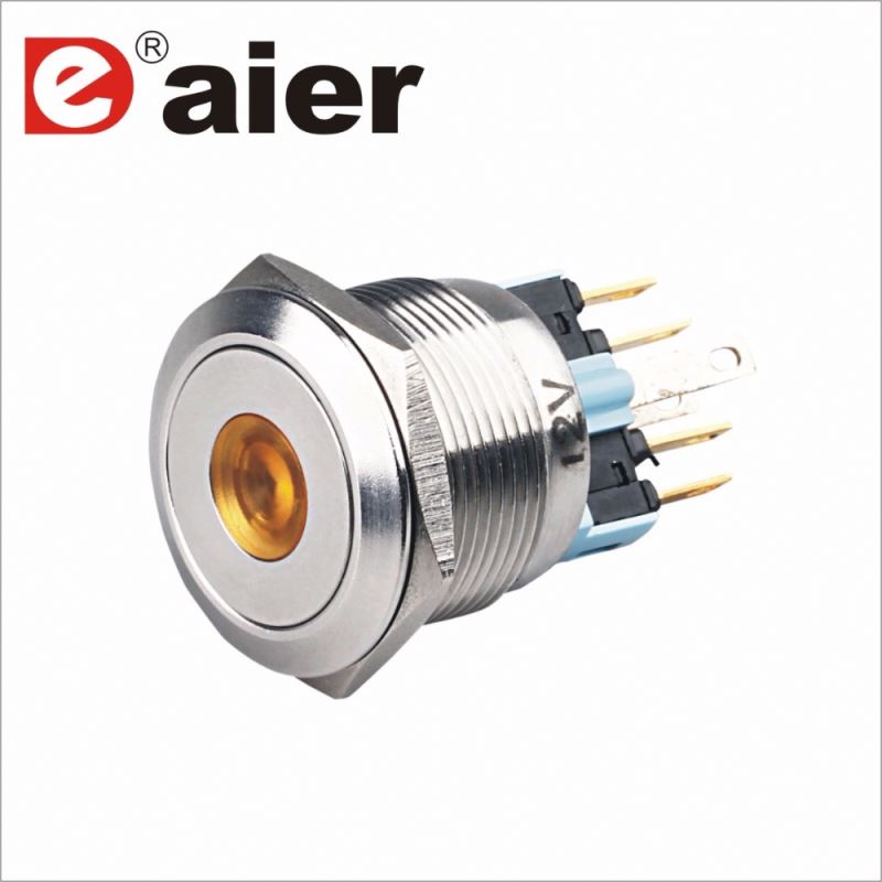 22mm Flat Pushbutton with LED Solder Terminal