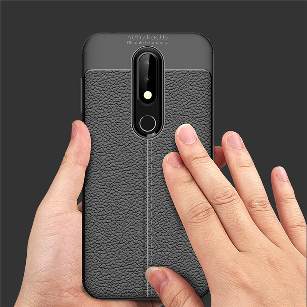 New Design Carbon Fiber Lichee Pattern For Nokia X6 Soft TPU Case