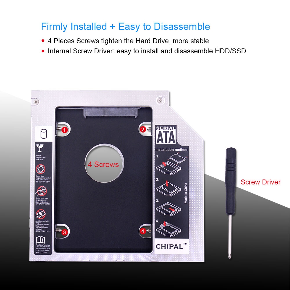 2nd HDD Caddy 12.7mm Universal optical drive SATA To 2.5 SSD Case