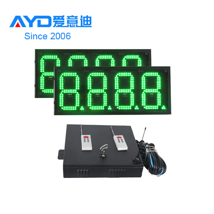 16 Inches Green LED Digital Gas Price Sign for Gas Station Outdoor Used Super Bright with One Control Box and Two Price Signs
