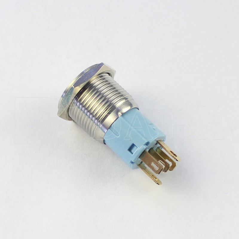 16mm Round Flat Button Black Housing 5 Pin Push Button Switch