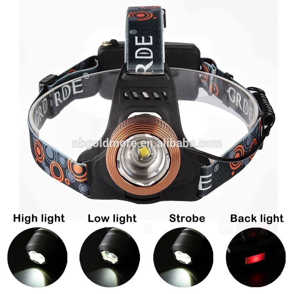 Goldmore3 High Power 10W T6 ZOOMABLE Rechargeable LED Head Torch Light For Night Jogging