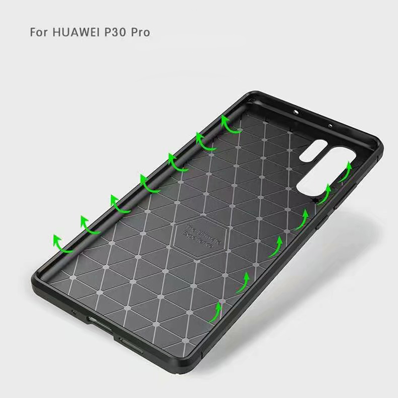 Carbon Fiber 360 Protective phone case For Huawei P30 Pro TPU Silicone back cover case