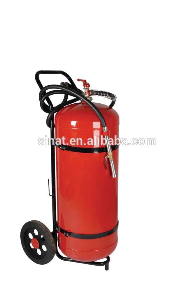 Trolley fire extinguisher with co2 cartridge inside