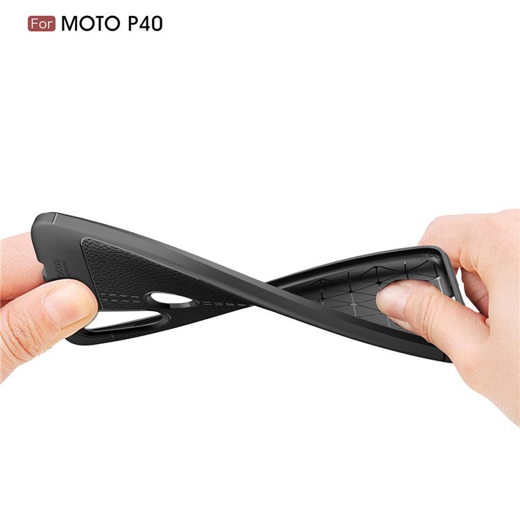 Carbon Fiber Lichee Pattern tpu For Motorola Moto P40 Soft TPU Case