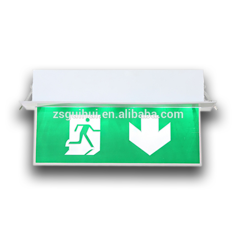 Rechargeable Led Wall Mounted Fire Safety Single Or Double Face Resistant Emergency Light Exit Sign