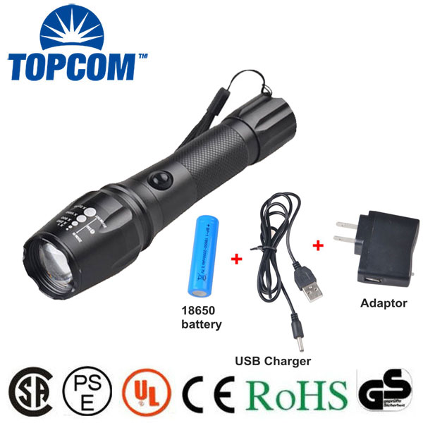 18650 High Power LED Light Torch XM-L T6 Rechargeable USB LED Flashlight