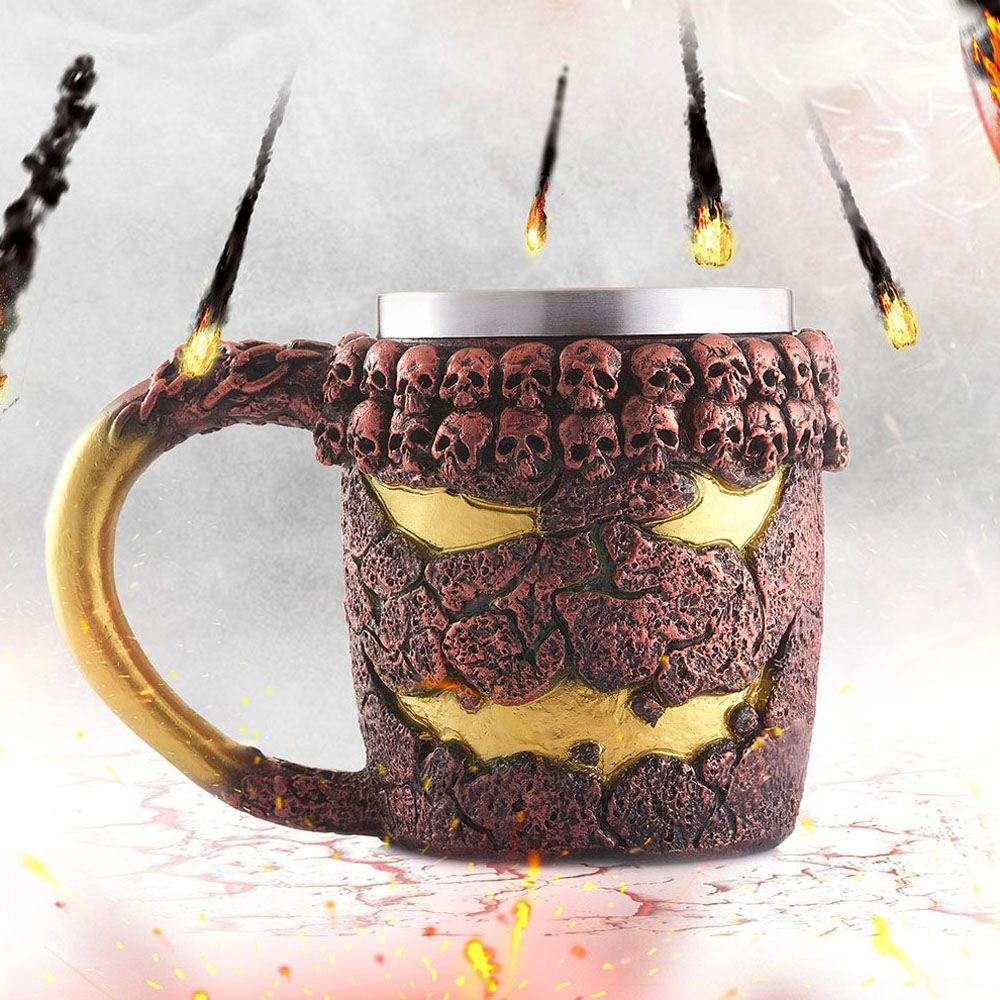 350ml Mugs Unique Stainless Steel Mug Cup Liner Creepy Skull Coffee Beer Milk Mug Cup Tankard Novelty Halloween Decoration Gift