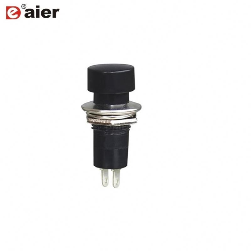 SPST-NO Black Round Plastic Push Button Switch