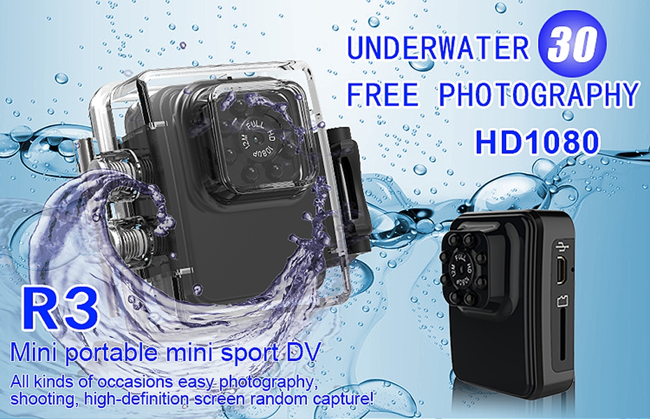 R3 WiFi Mini Camera HD 1080P Micro Camera Infrared Night Vision Mini Sports DV Cam Loop Recording for Hiking Riding