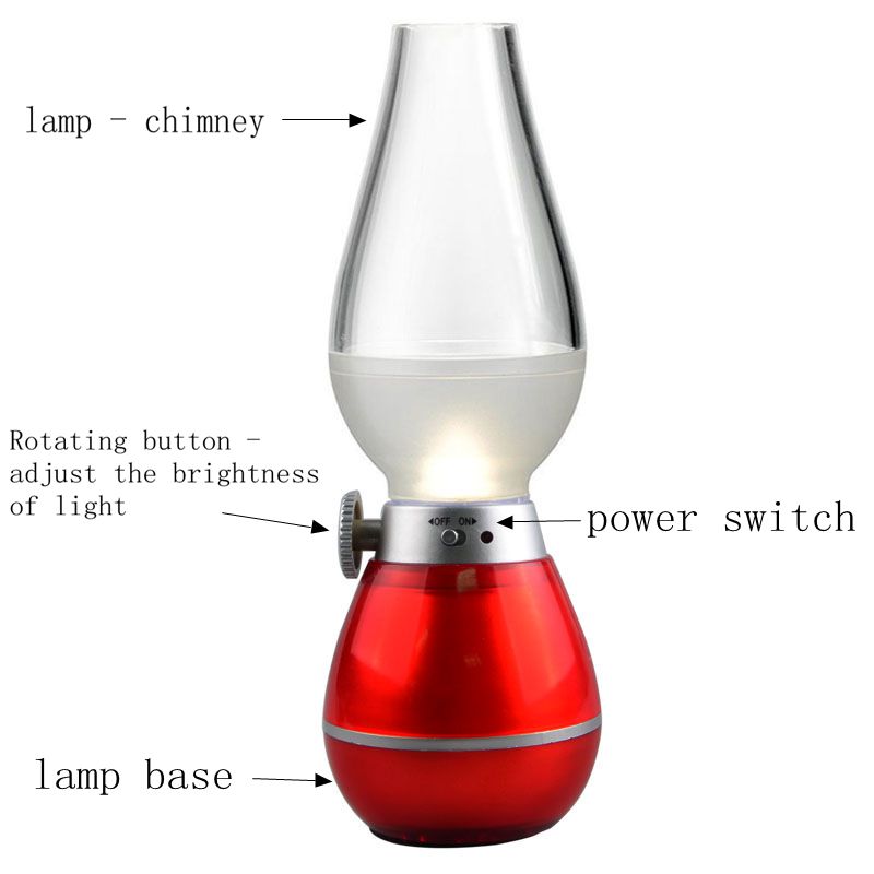 Retro LED Bedroom Light Imitate Kerosene Oil Night Light With Blowing Controlled and Dimmer Controller Knob