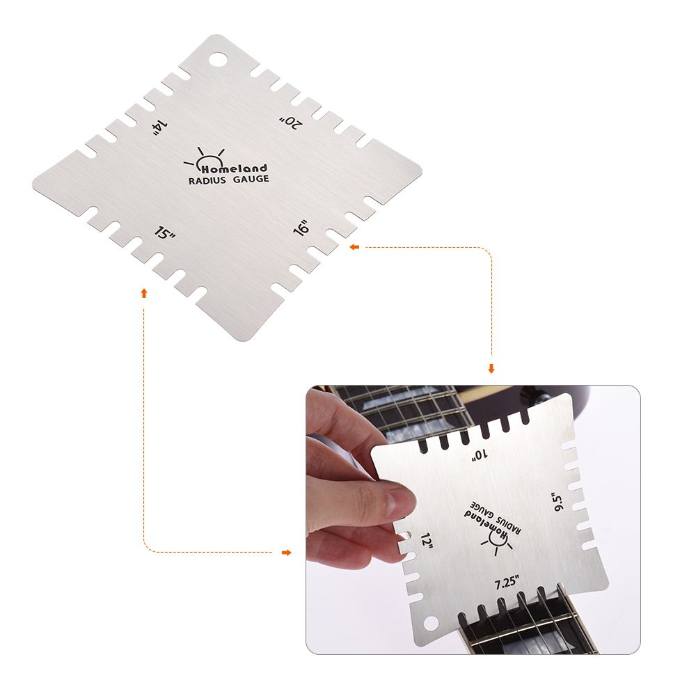 4pcs Stainless Steel Guitar Notched Radius Gauge Fingerboard Fretboard Measuring Tool Set