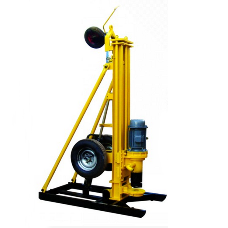air compressor powered water well drilling rig machine with wheeled frame
