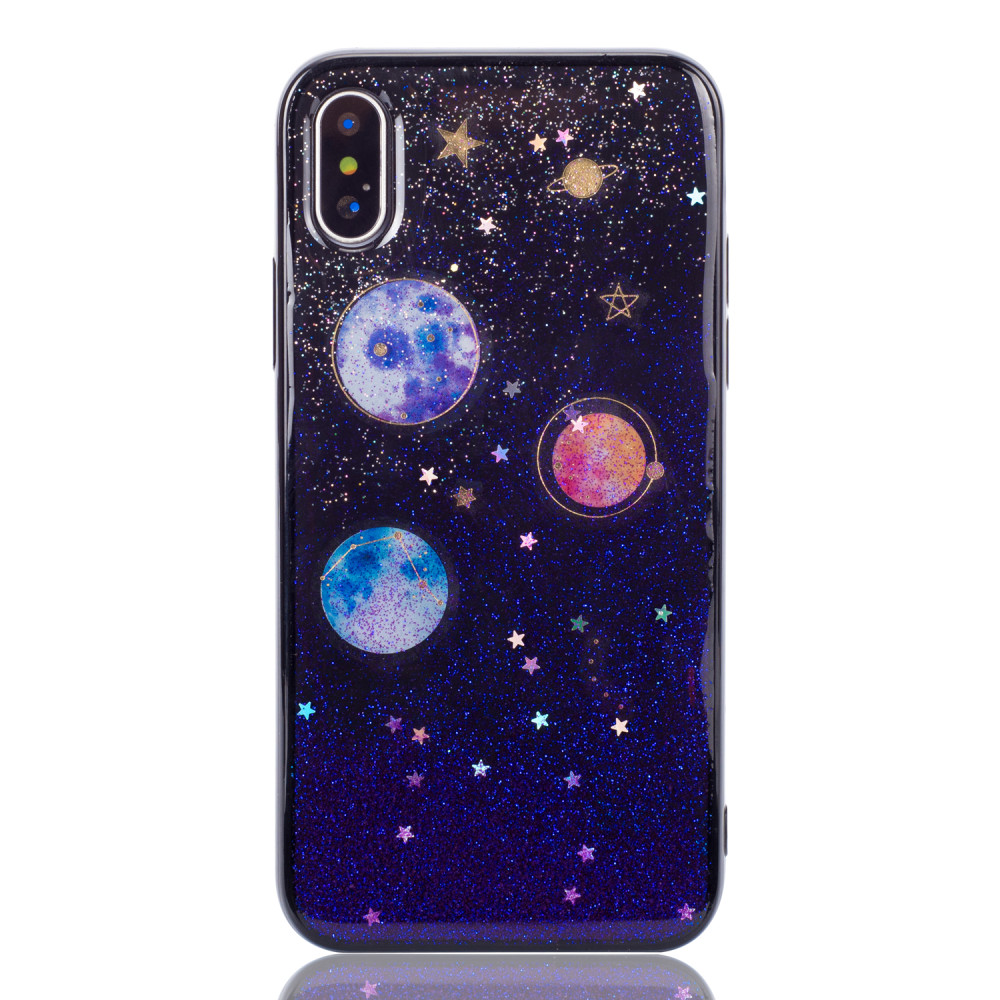 Epoxy Resin Star TPU Planet Cell Phone Case Cover for iPhone Xs Max , for iPhone Xr Soft Case Moon