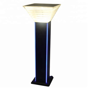 Bollard square solar panel and square housing with stripe lamp rechargeable battery LED lights from China (JR-B008N)