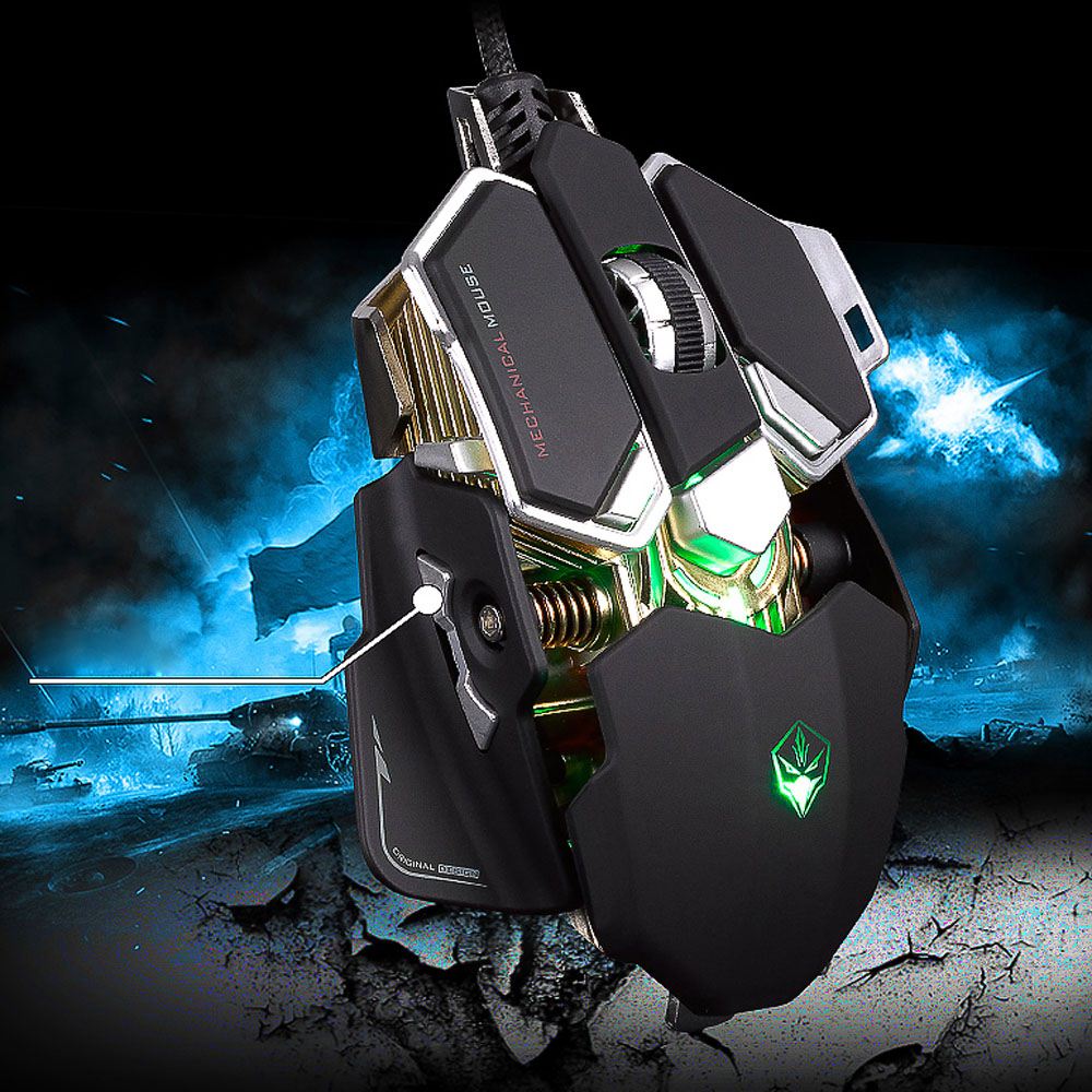 Professional Optical Gaming Mouse 9 Buttons 4 Color Light Emitting USB Wired Mouse Mice Macros 800-4000 Adjustable DPI